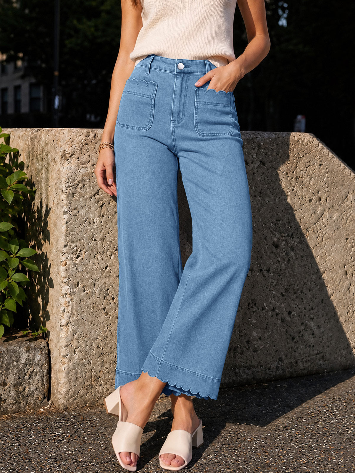 usvara Womens High Waisted Wide Leg Jeans
