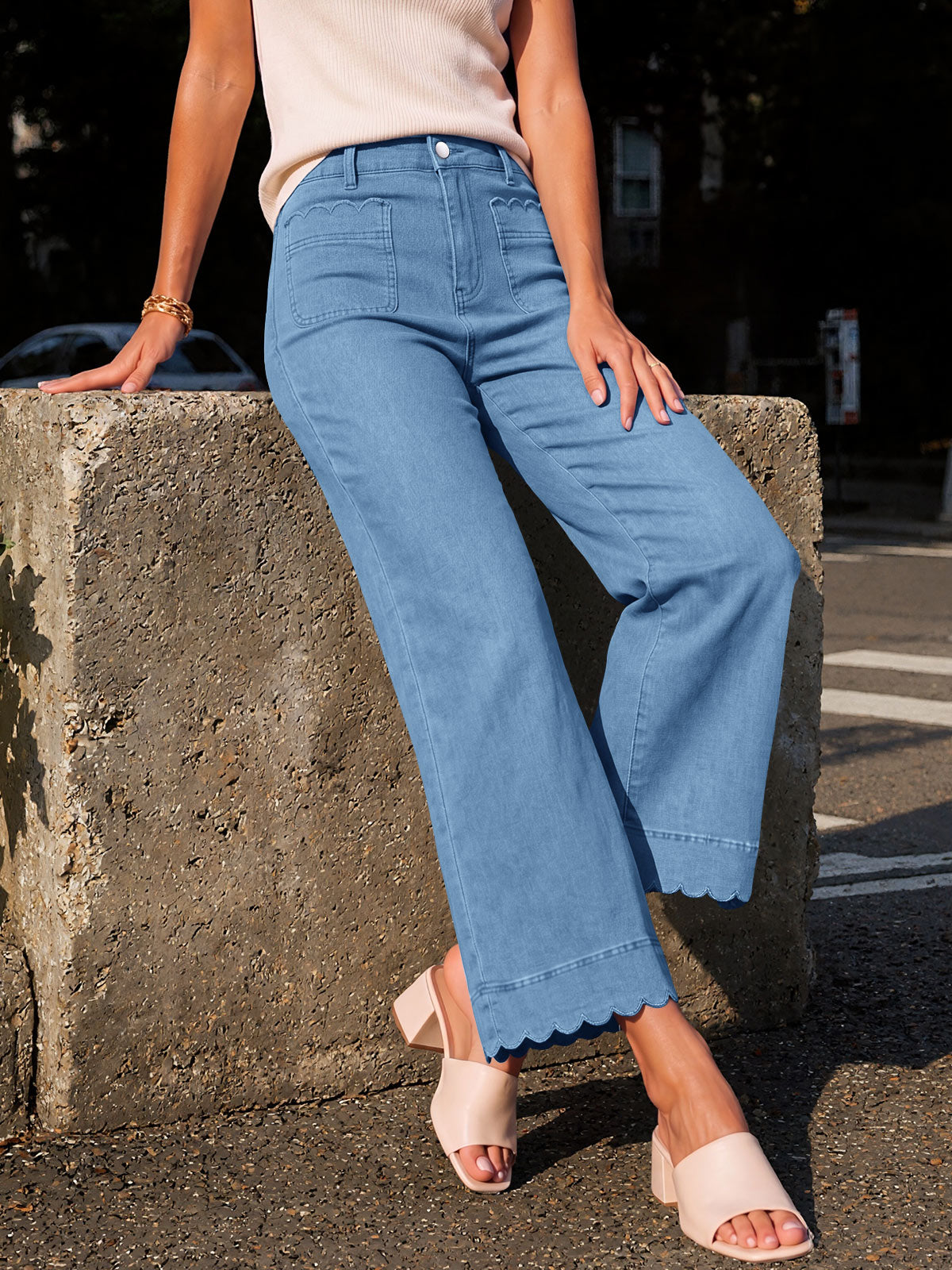 usvara Womens High Waisted Wide Leg Jeans