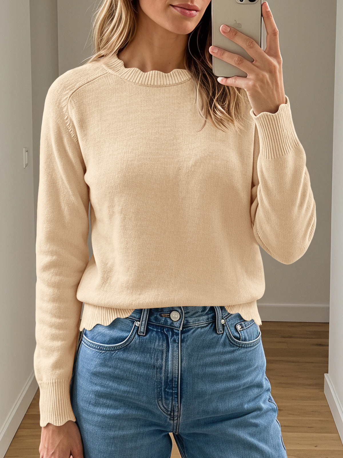 usvara Womens Long Sleeve Knit Sweater Tops