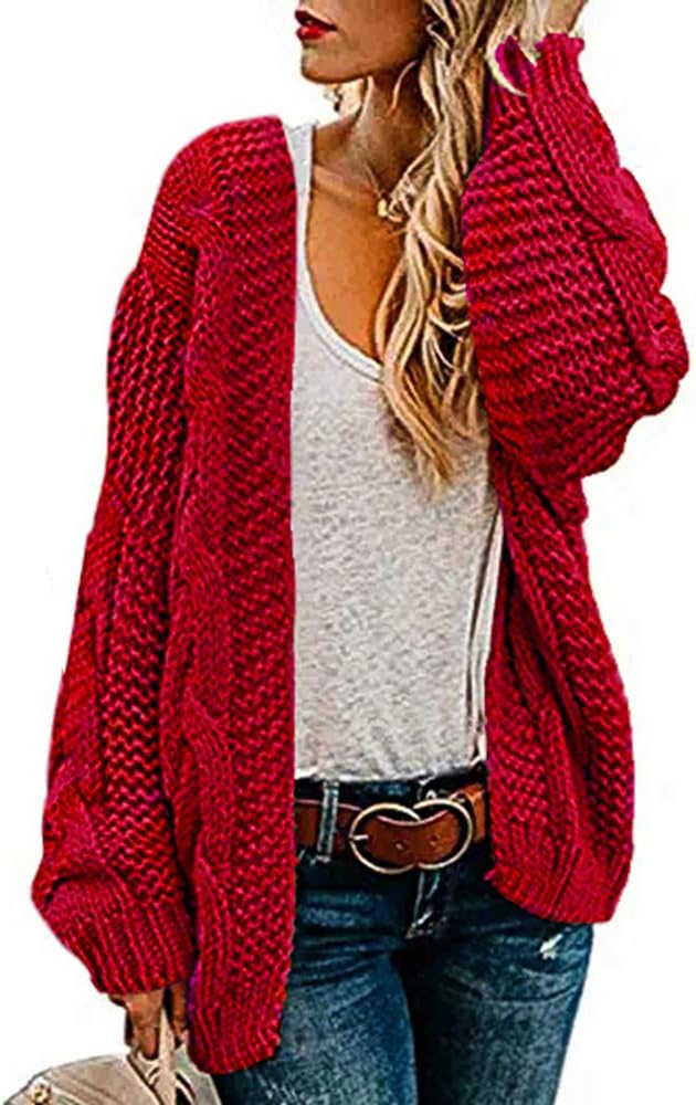 usvara Women Oversized Chunky Cable Knit Cardigan