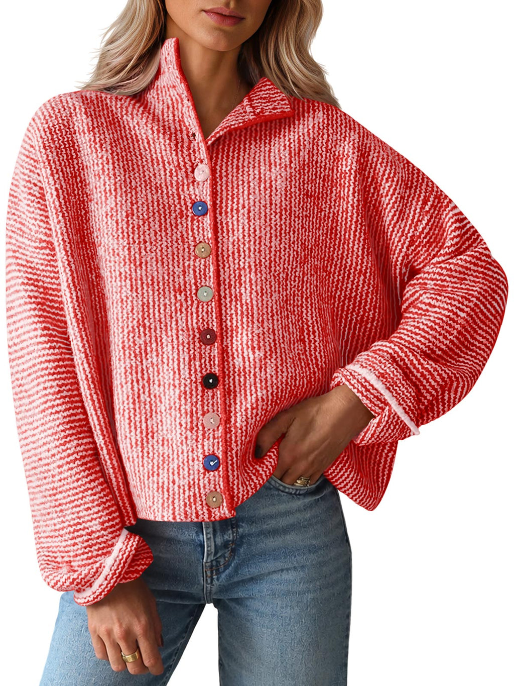 usvara Women Button Up Knit Sweater