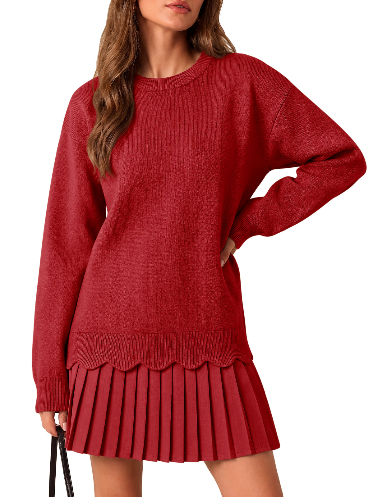 usvara Women Pleated Sweater Dress