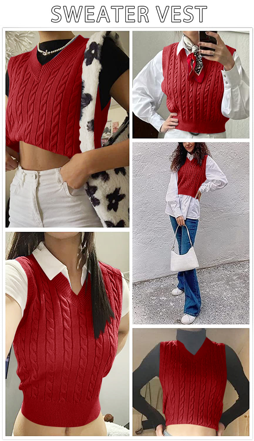 usvara Womens Cable Knit Sweater Vest