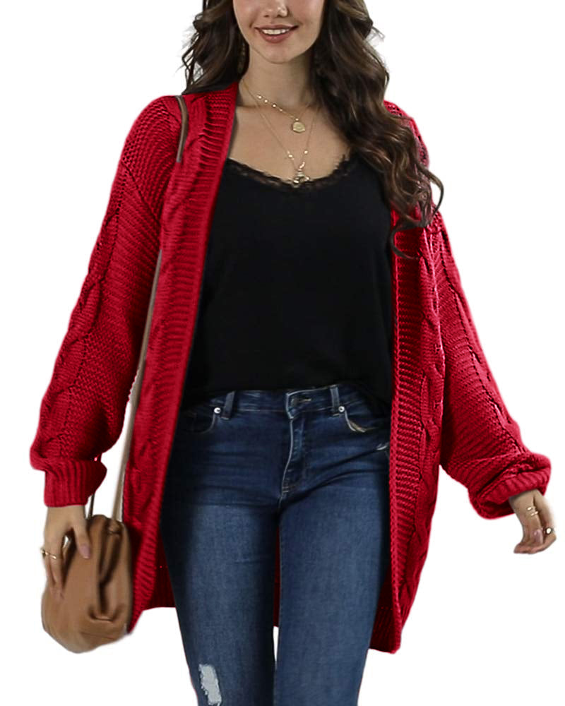 usvara Women Oversized Chunky Cable Knit Cardigan