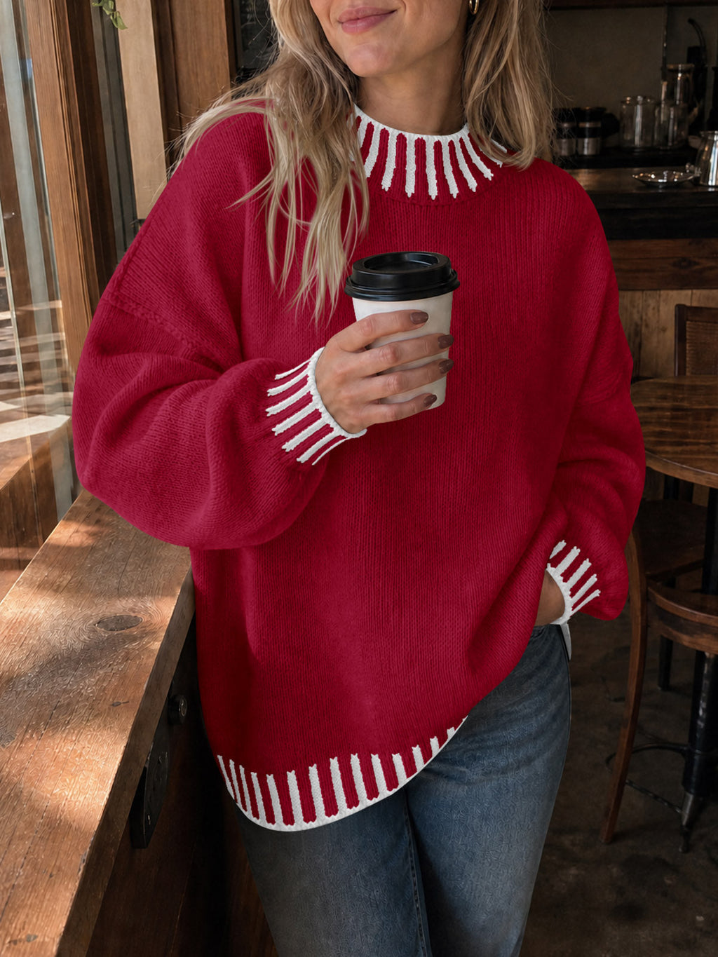 usvara Womens Chunky Mock Neck Sweater