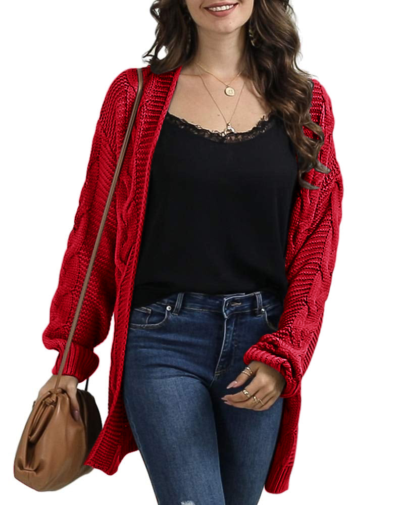 usvara Women Oversized Chunky Cable Knit Cardigan