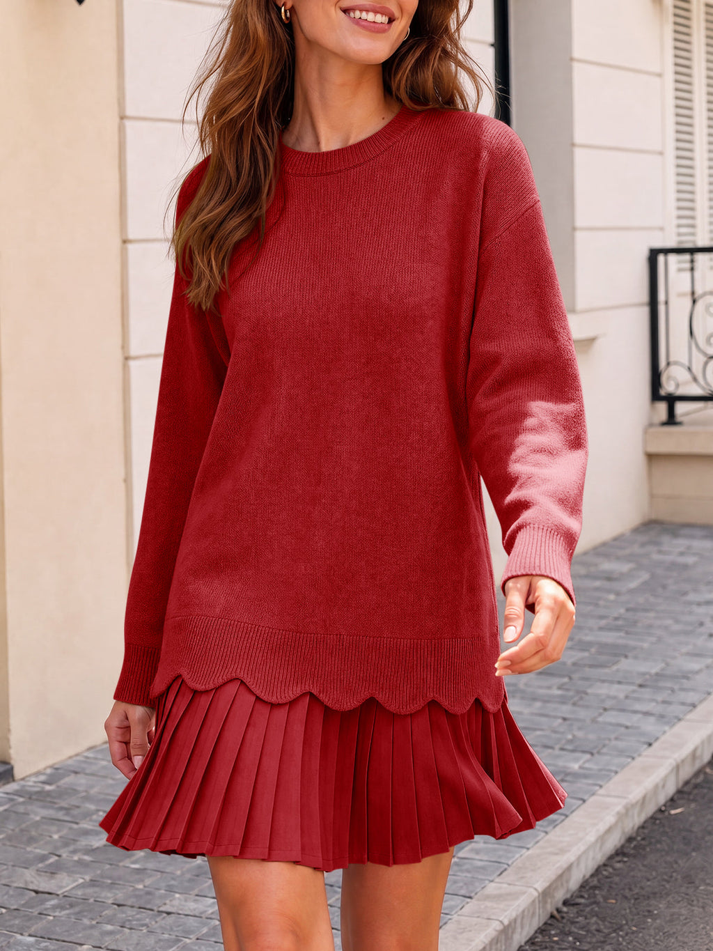usvara Women Pleated Sweater Dress
