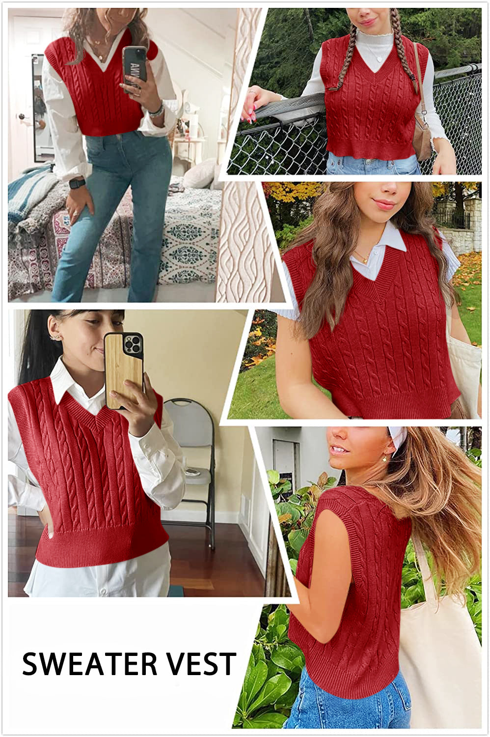 usvara Womens Cable Knit Sweater Vest