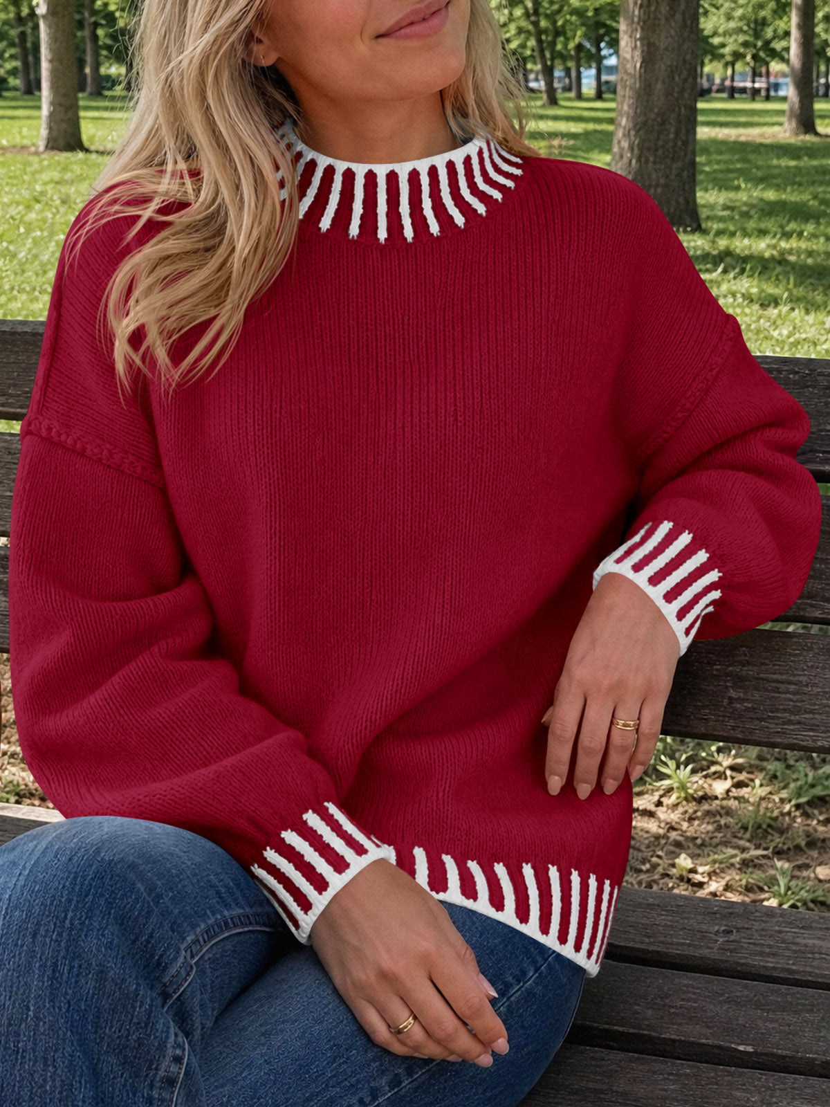usvara Womens Chunky Mock Neck Sweater