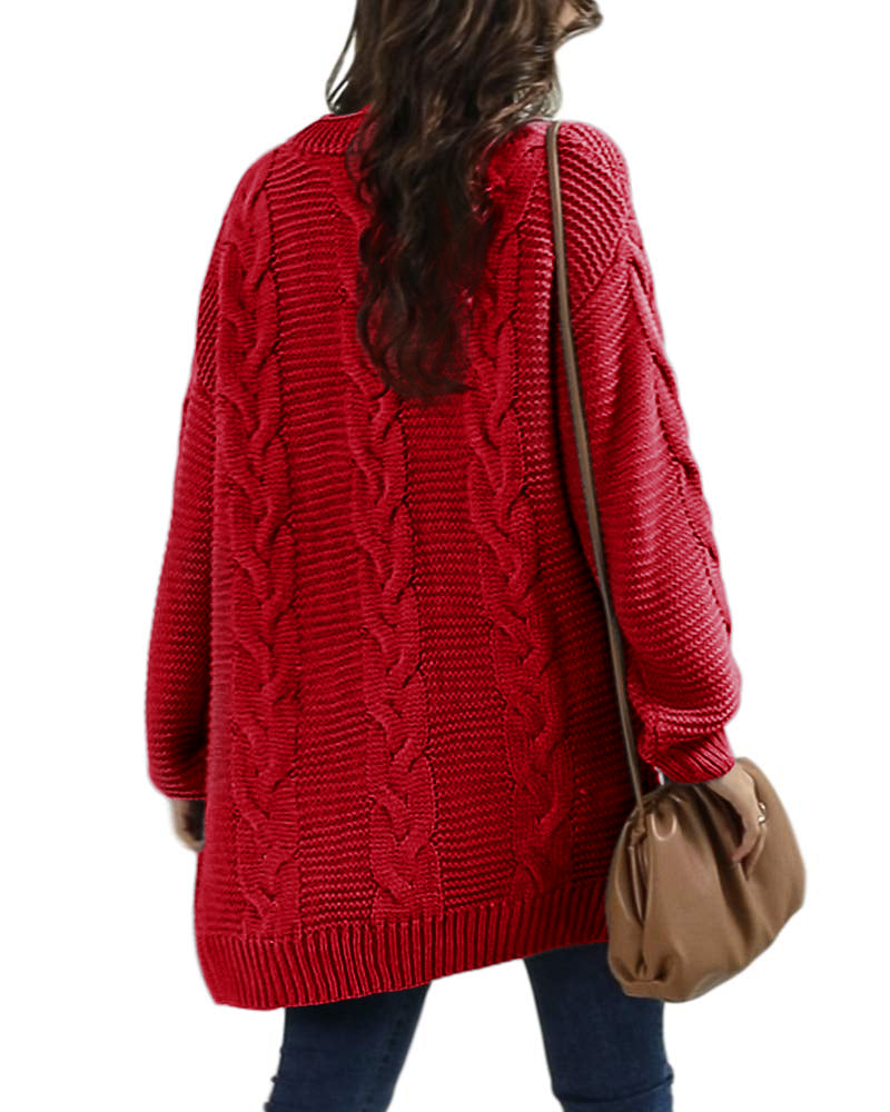 usvara Women Oversized Chunky Cable Knit Cardigan