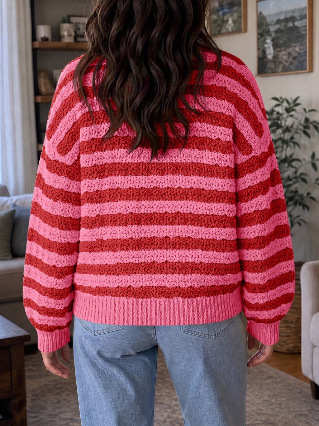 usvara Womens Striped Color Block Sweater