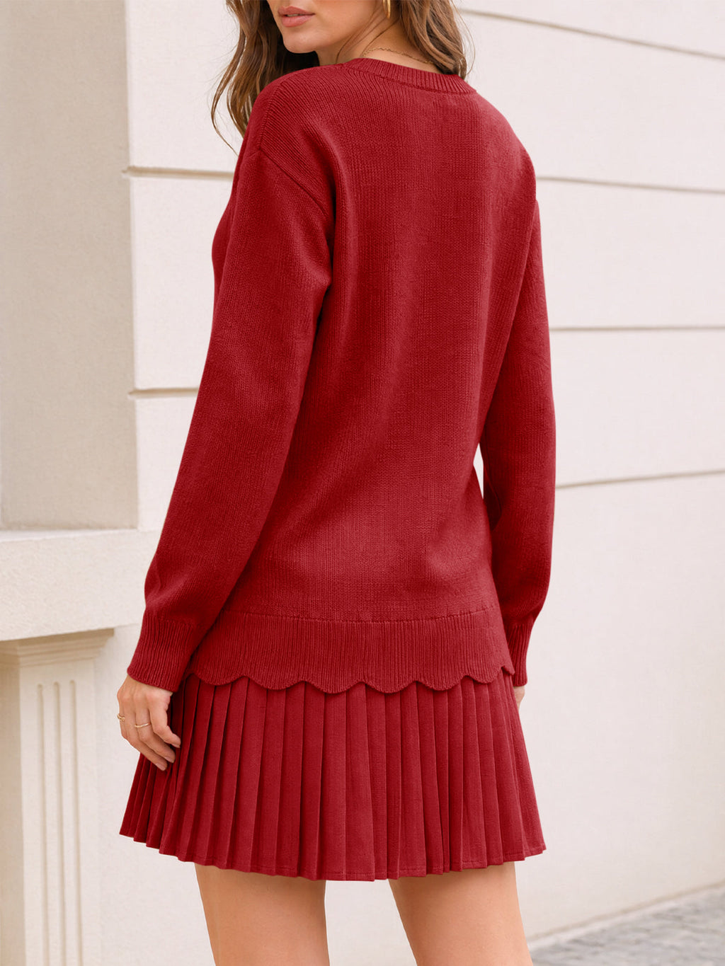 usvara Women Pleated Sweater Dress