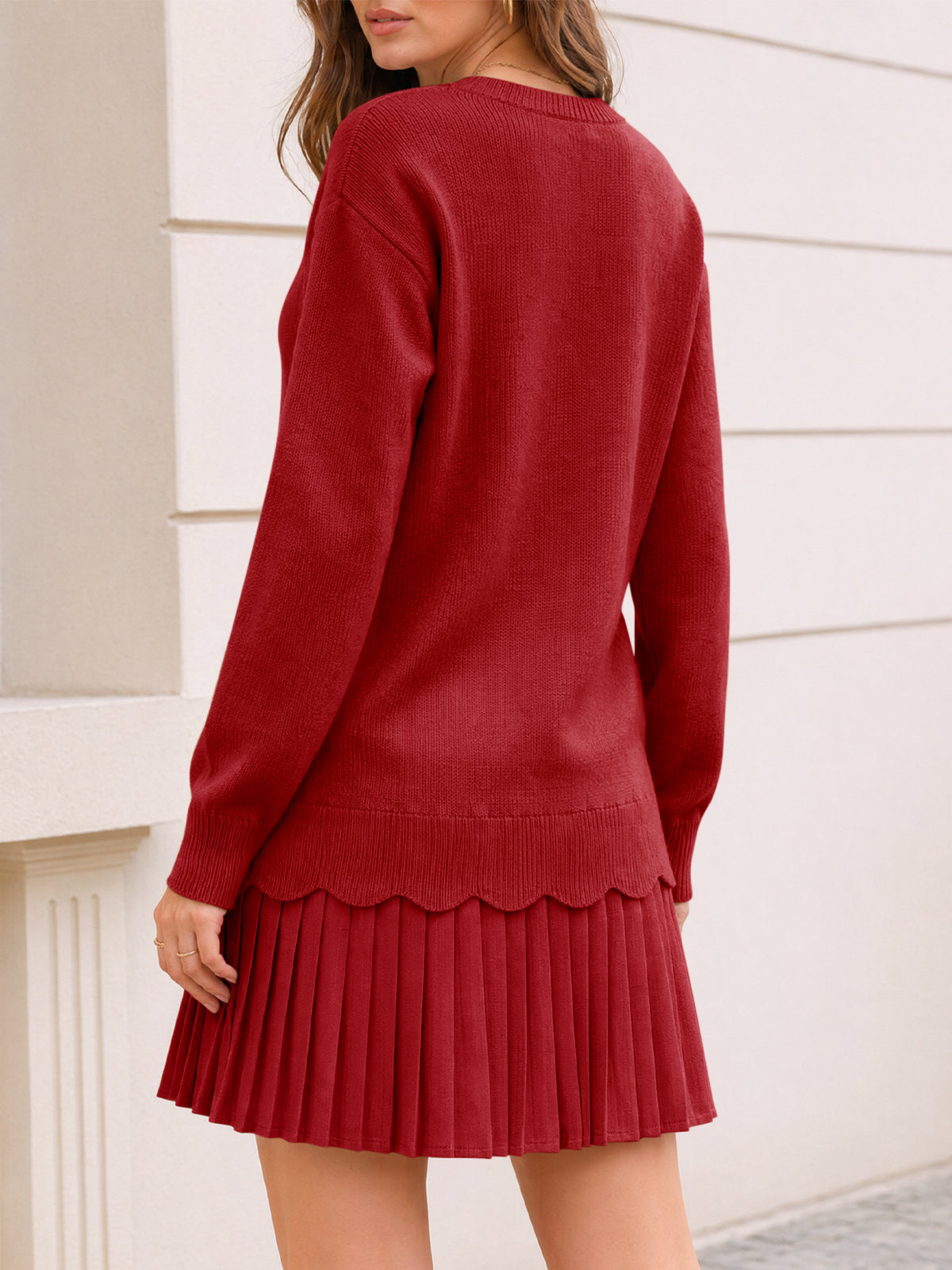 usvara Women Pleated Sweater Dress