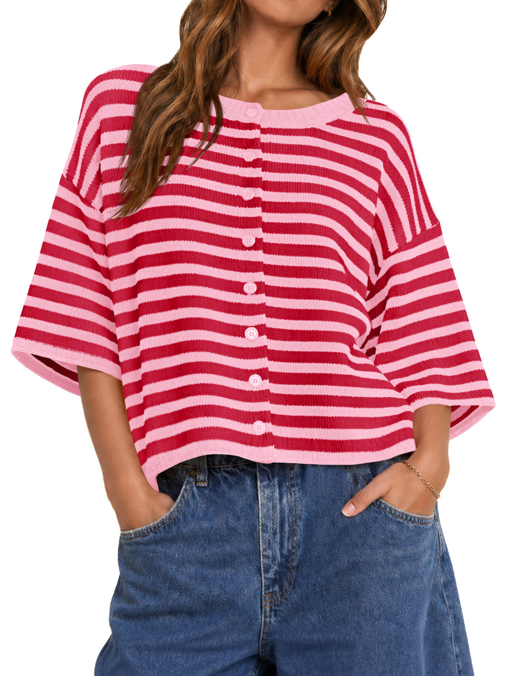 usvara Women Striped Cropped Cardigan