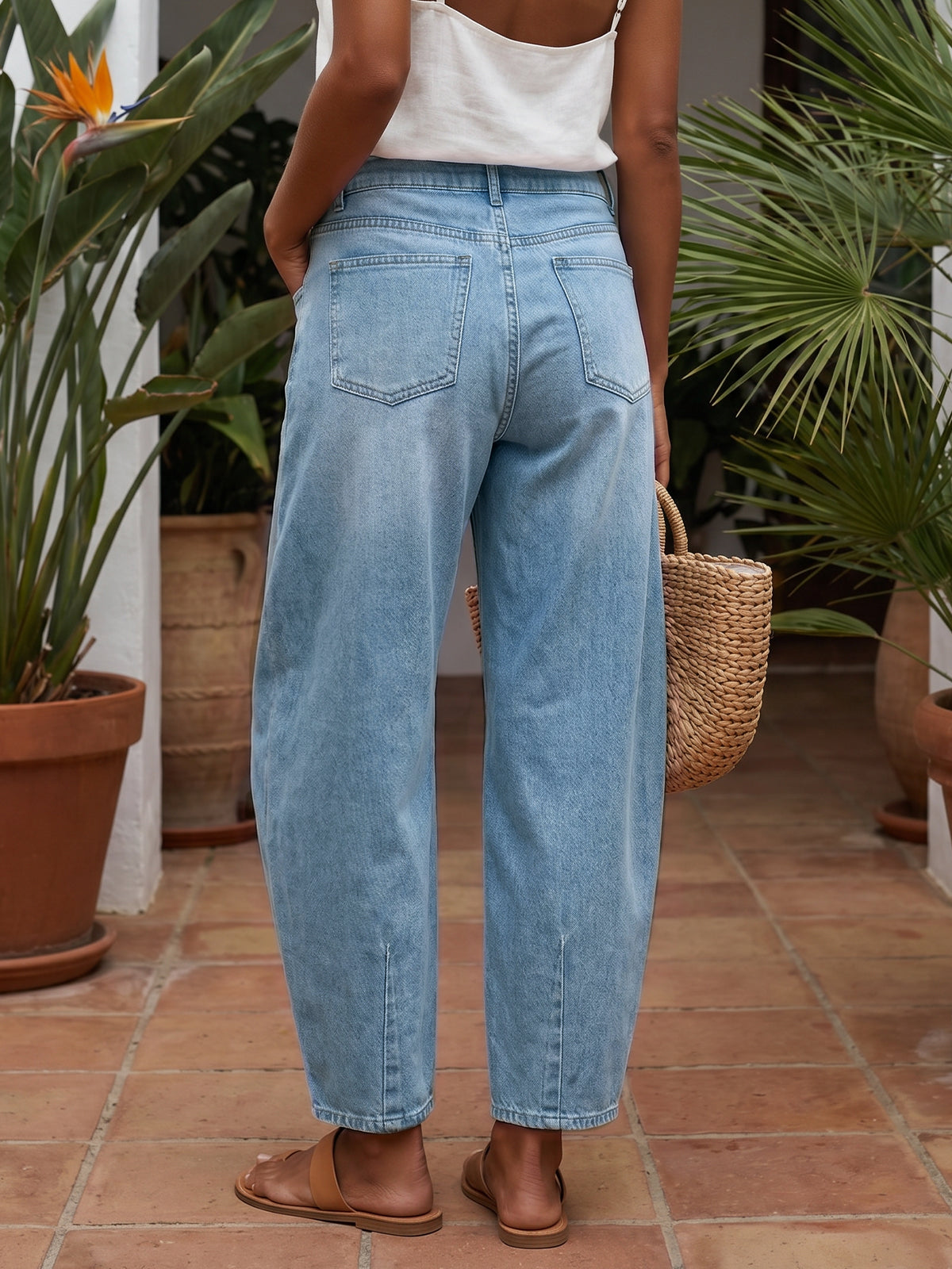 usvara Women Barrel High Waisted Wide Leg Jeans