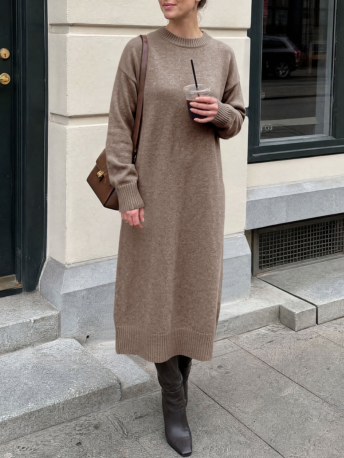 usvara Women Long Sleeve Maxi Sweater Dress