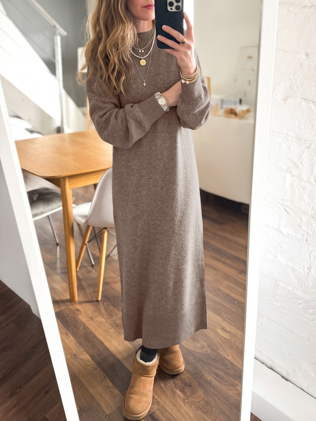 usvara Women Long Sleeve Maxi Sweater Dress