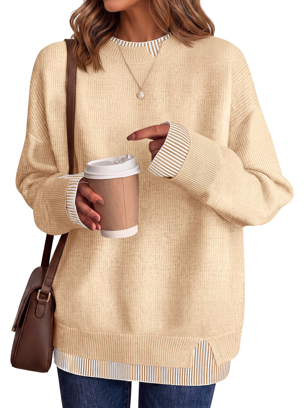 usvara Womens Crewneck Long Sleeve Sweater