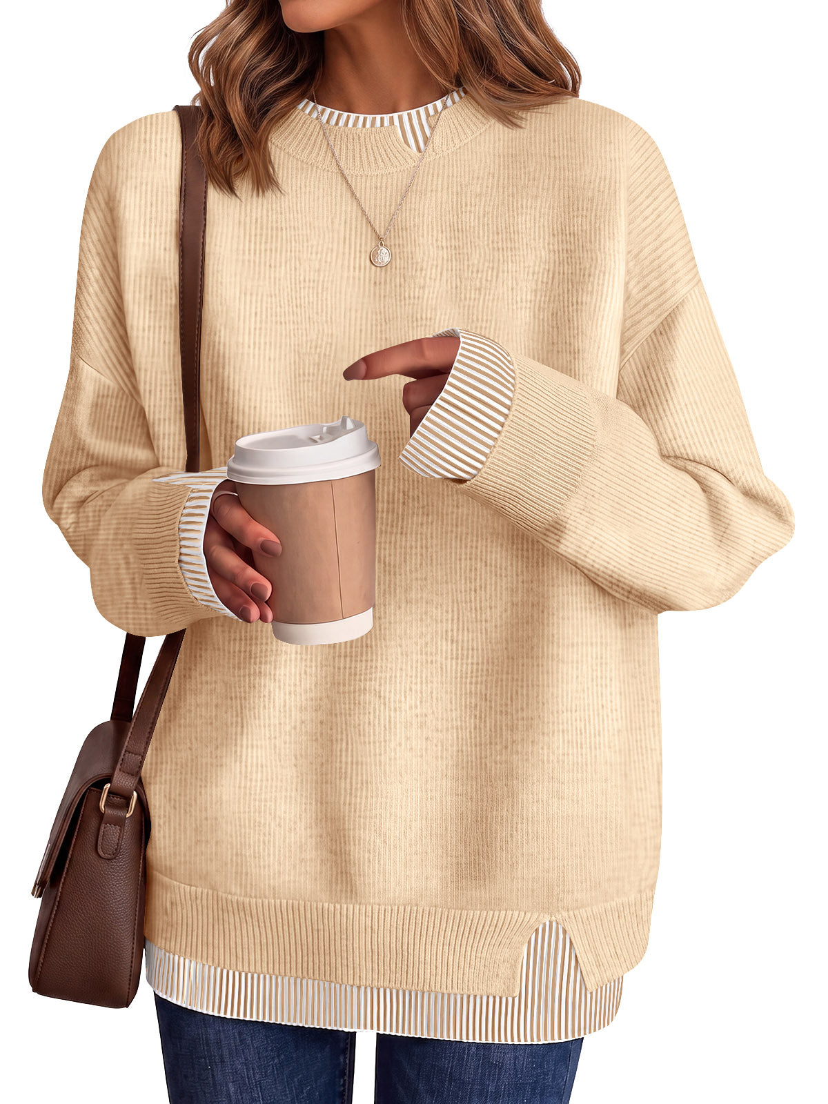 usvara Womens Crewneck Long Sleeve Sweater