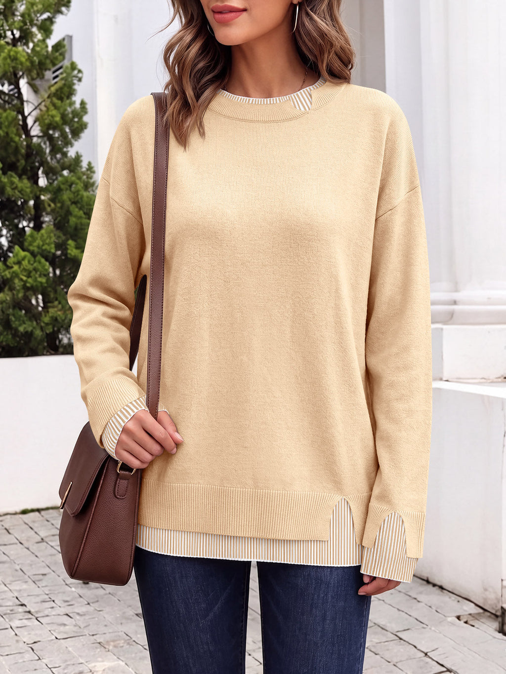 usvara Womens Crewneck Long Sleeve Sweater