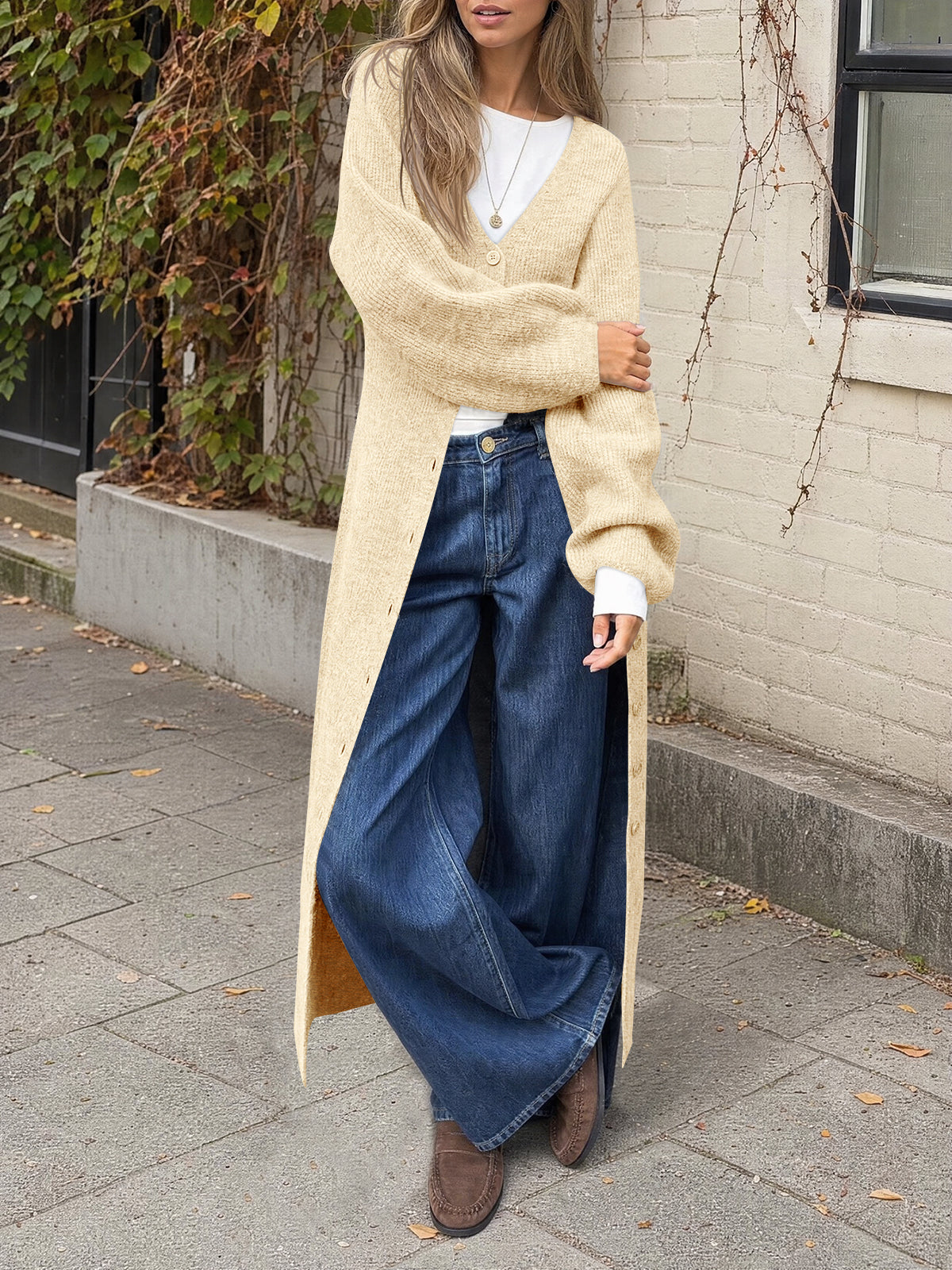 usvara Womens Oversized Long Button Up Cardigan