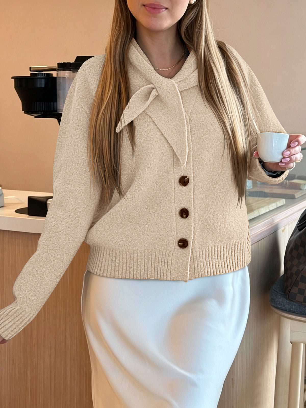 usvara Women Button Up Knit Cardigan