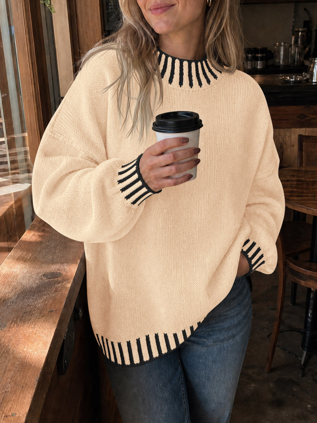 usvara Womens Chunky Mock Neck Sweater