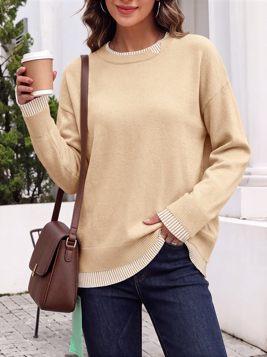 usvara Womens Crewneck Long Sleeve Sweater