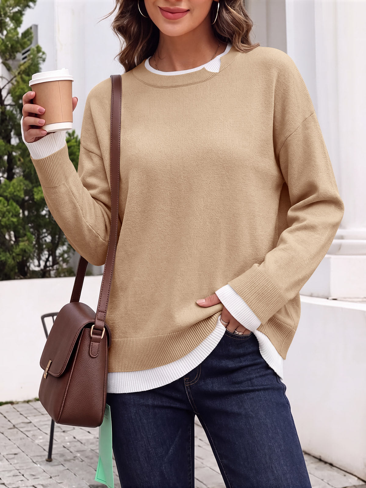 usvara Womens Fall Crewneck Pullover Sweater