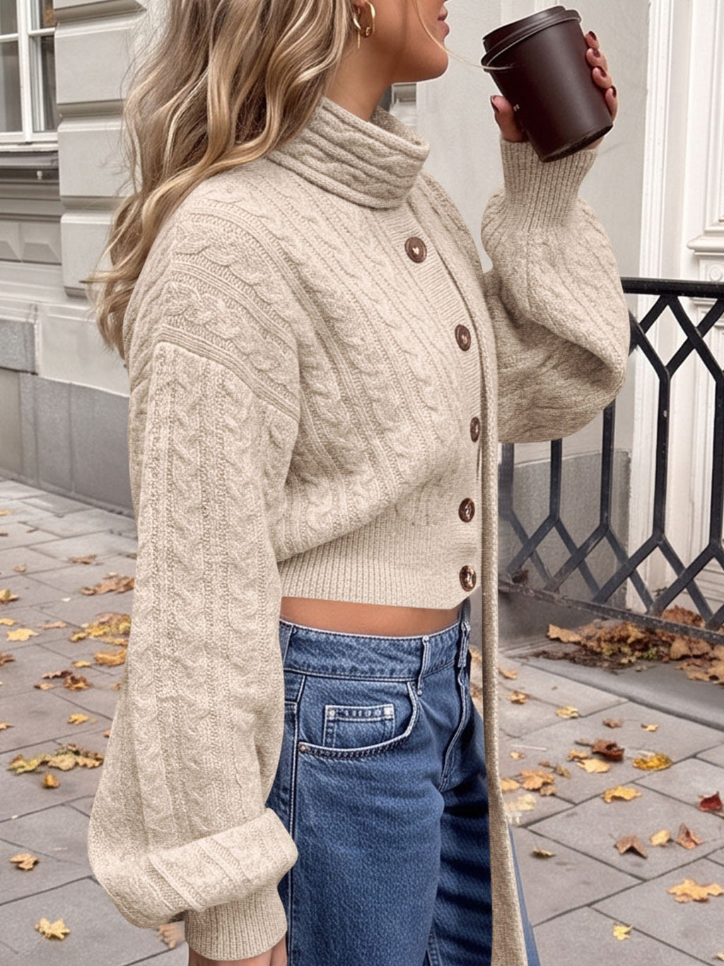 usvara Womens Cable Knit Cardigan with Scarf