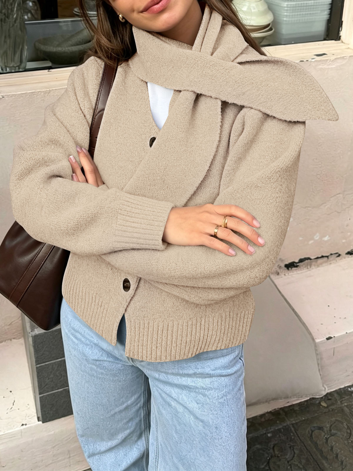 usvara Women Button Up Knit Cardigan