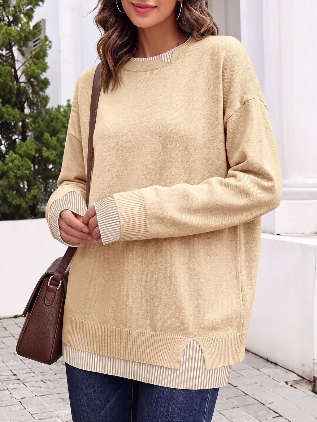 usvara Womens Crewneck Long Sleeve Sweater