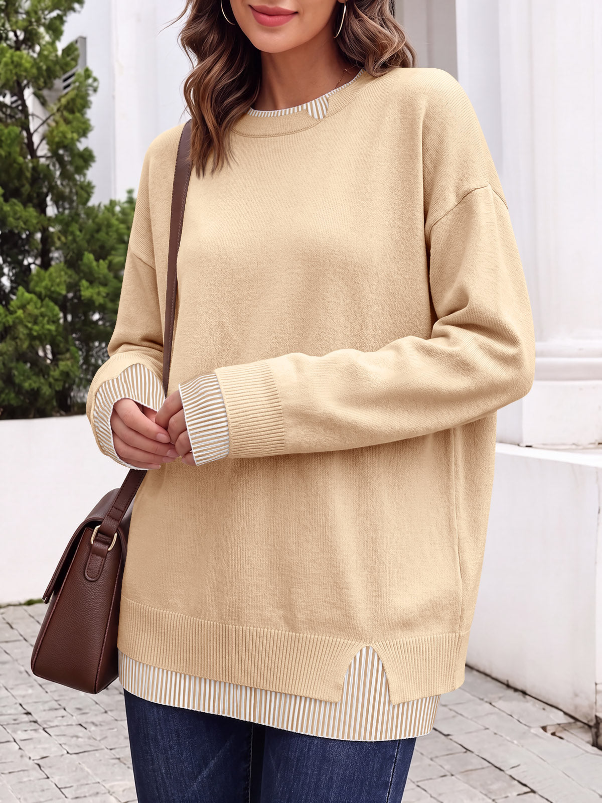 usvara Womens Crewneck Long Sleeve Sweater
