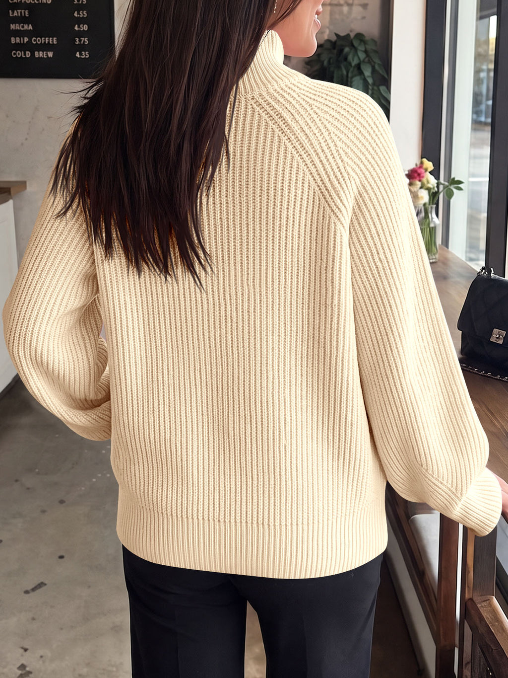 usvara Womens High Neck Oversized Knit Sweater