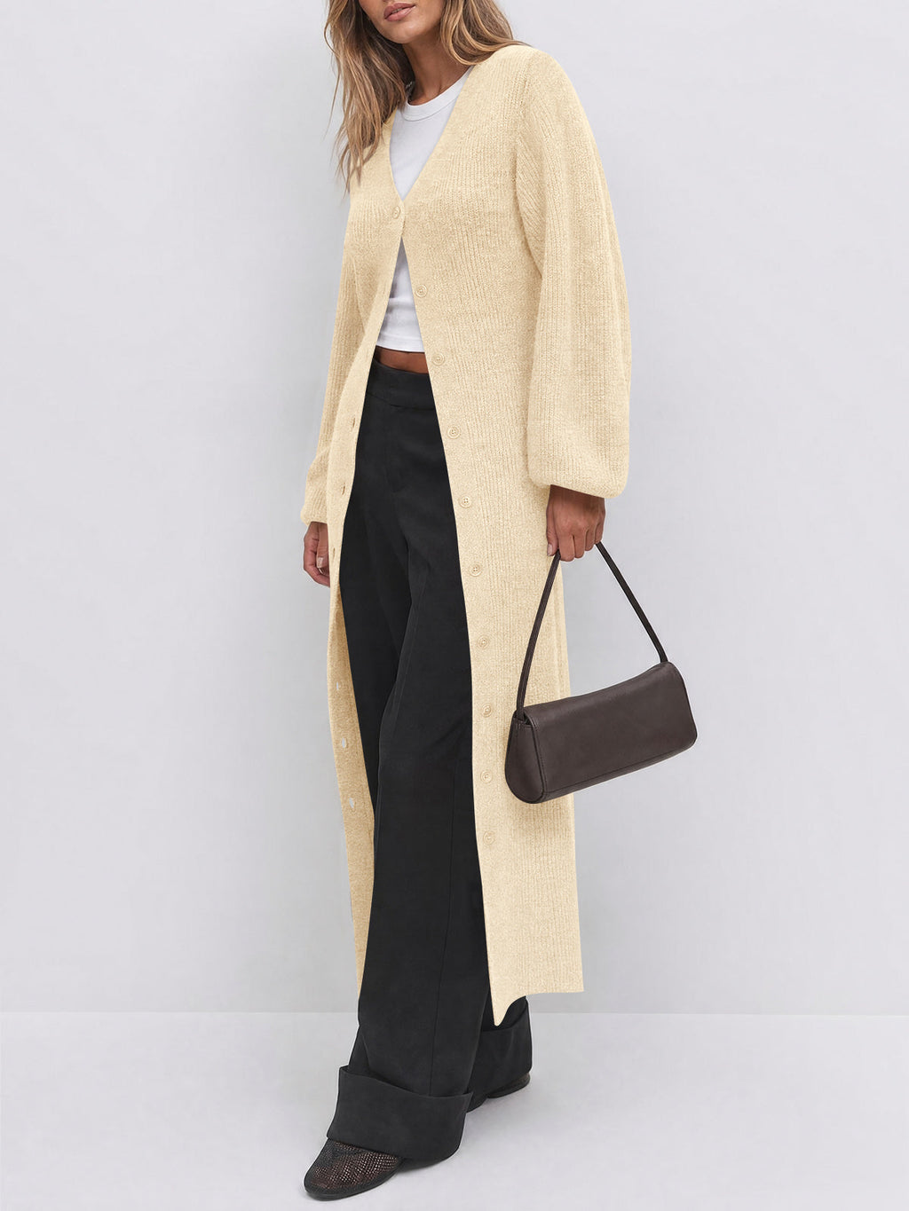 usvara Womens Oversized Long Button Up Cardigan