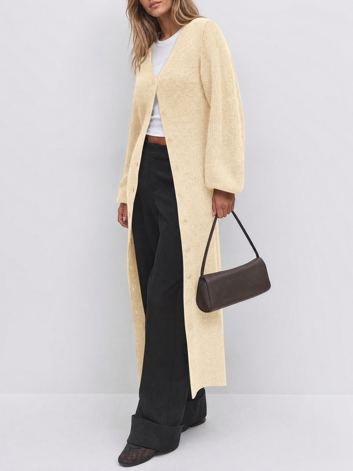 usvara Womens Oversized Long Button Up Cardigan