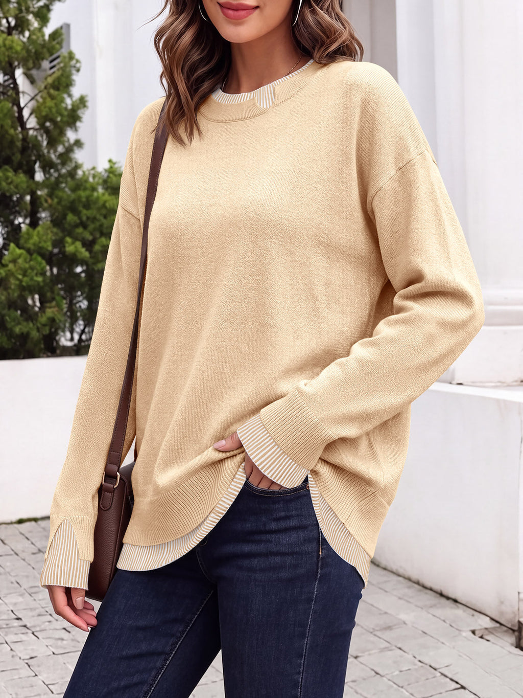 usvara Womens Crewneck Long Sleeve Sweater