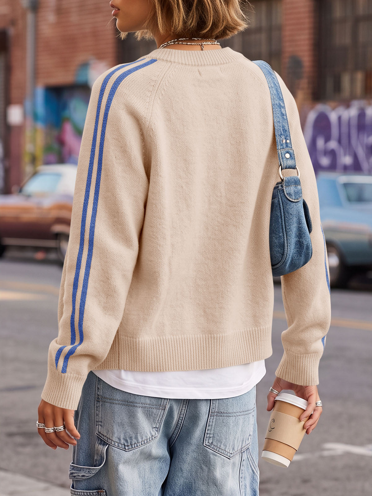 usvara Womens Zip Up Crew Neck Cardigan