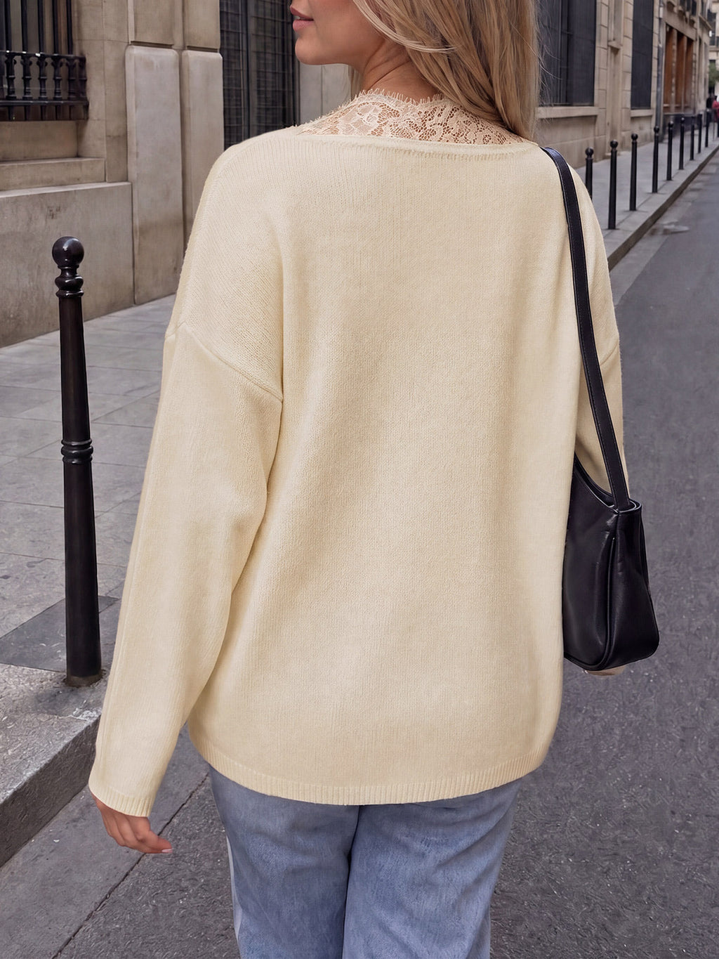 usvara Womens Lace V Neck Sweater Tops