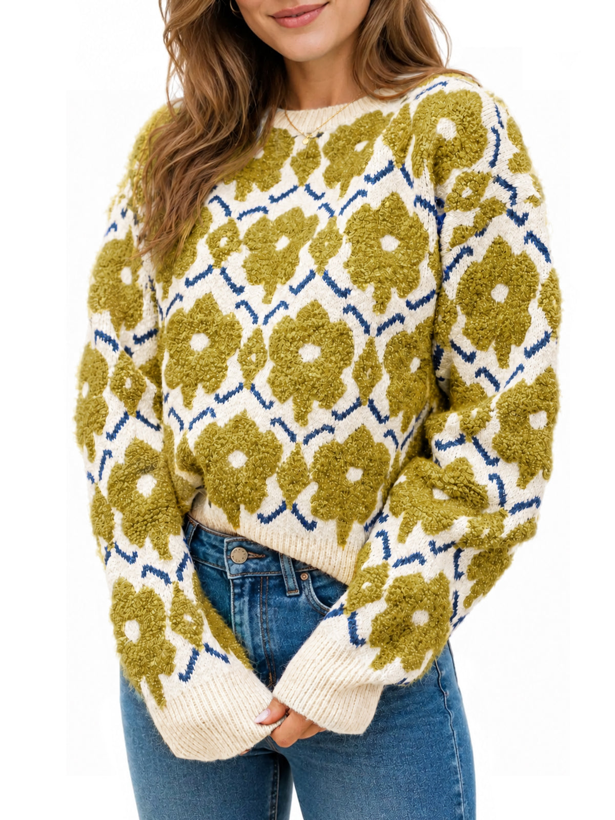 usvara Women Floral Knit Sweaters