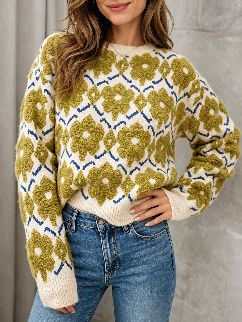 usvara Women Floral Knit Sweaters
