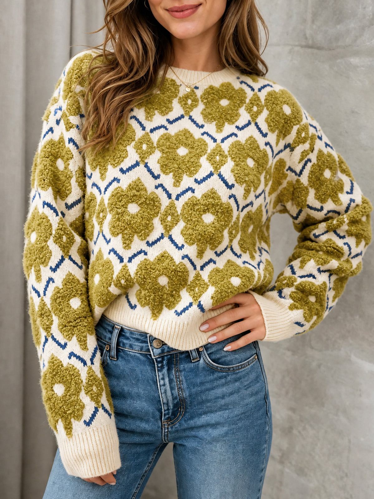 usvara Women Floral Knit Sweaters