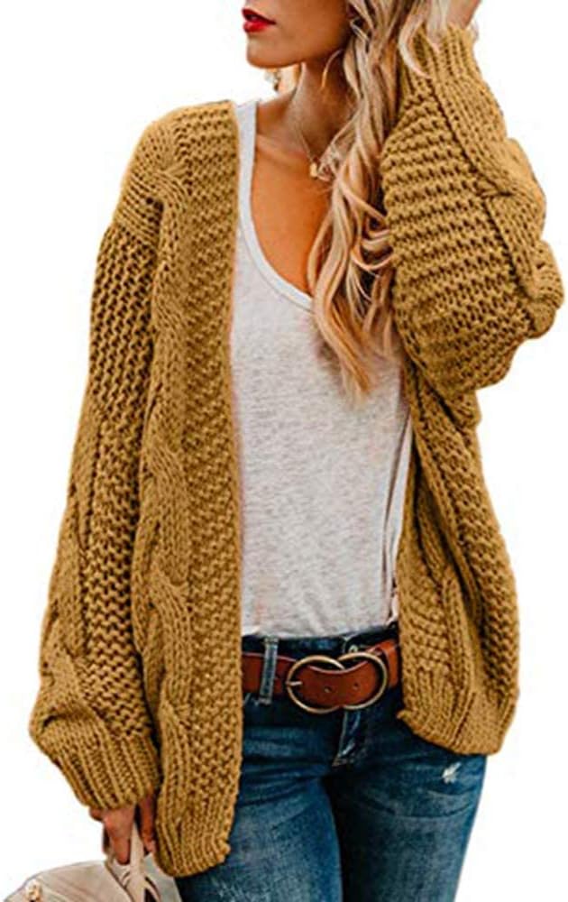usvara Women Oversized Chunky Cable Knit Cardigan