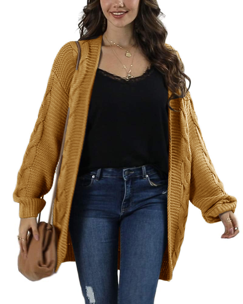 usvara Women Oversized Chunky Cable Knit Cardigan
