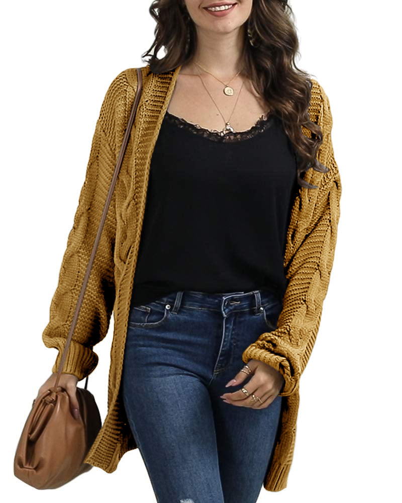 usvara Women Oversized Chunky Cable Knit Cardigan