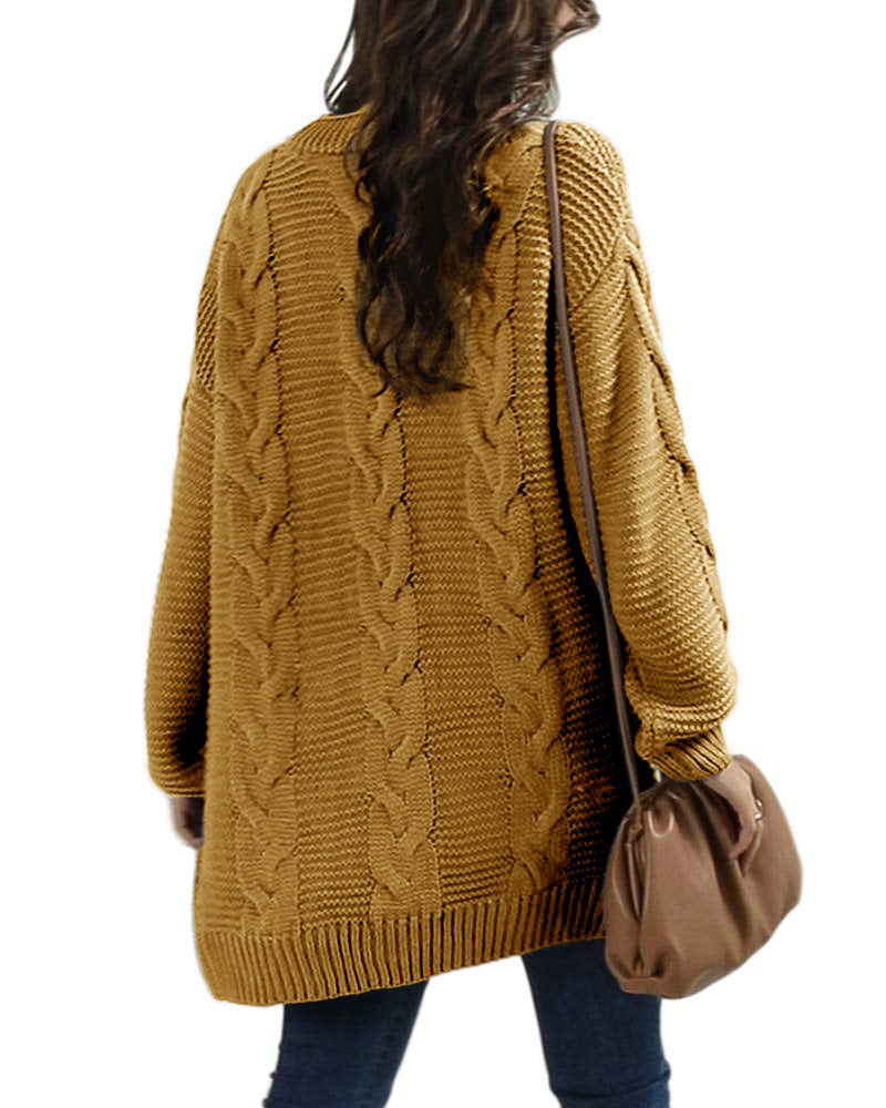 usvara Women Oversized Chunky Cable Knit Cardigan
