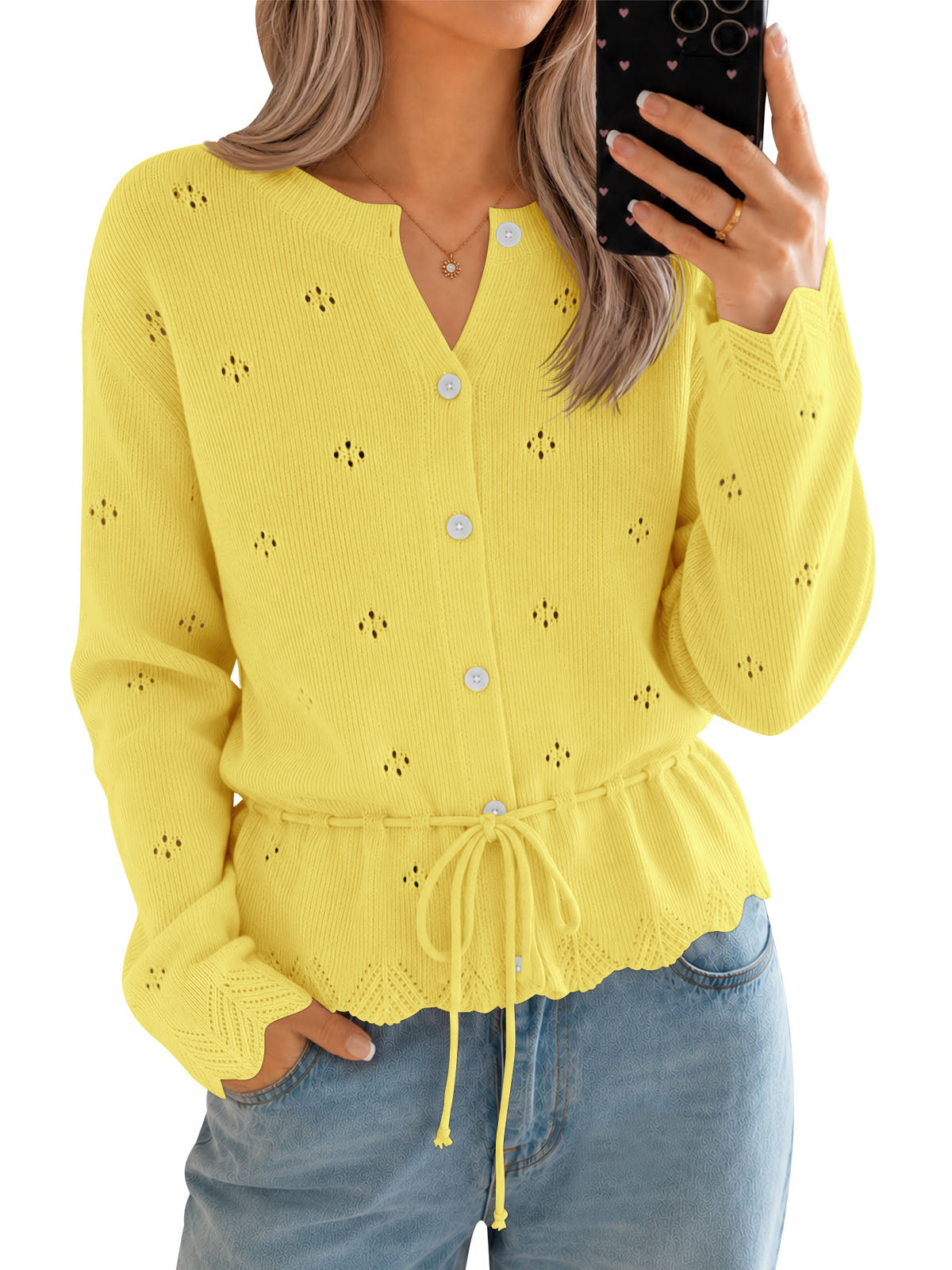 usvara Women Crochet Cardigan Sweater