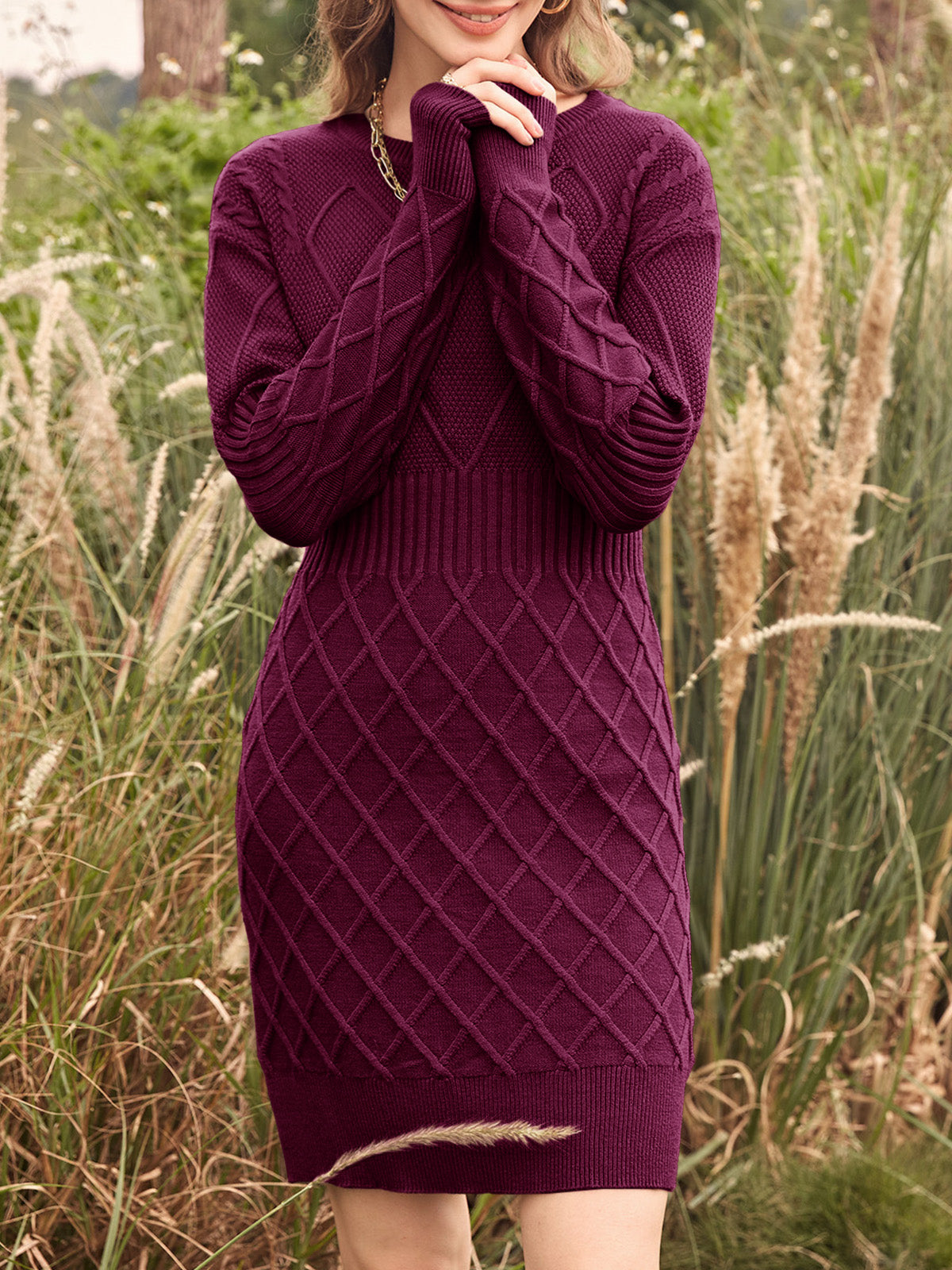 usvara Womens Bodycon Mini Sweater Dress