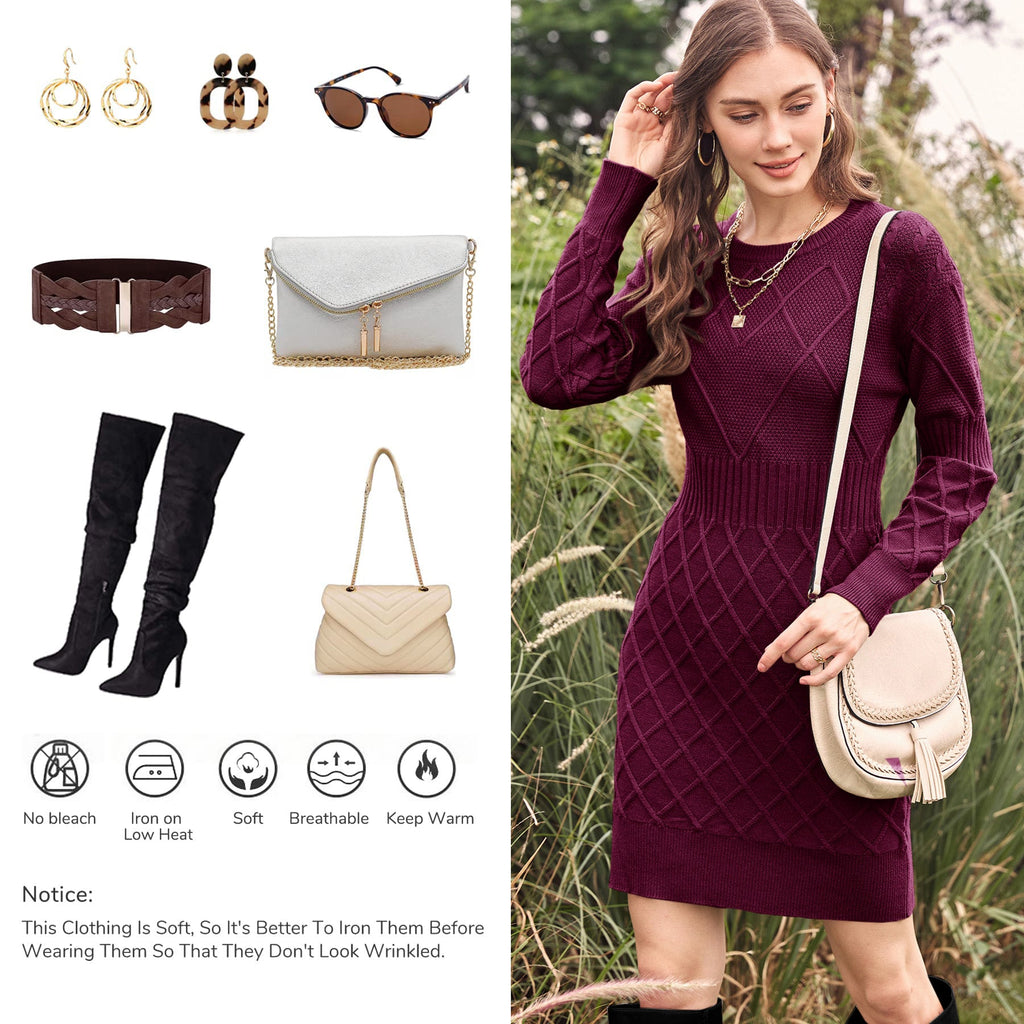 usvara Womens Bodycon Mini Sweater Dress