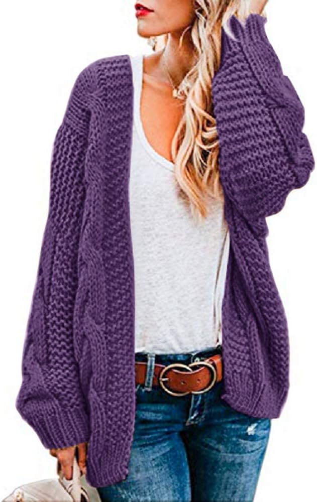 usvara Women Oversized Chunky Cable Knit Cardigan